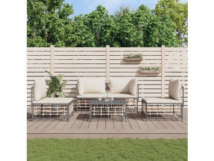 vidaXL 5-dielna záhradná sedacia sada s vankúšmi antracitová polyratan