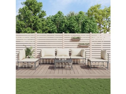 vidaXL 6-dielna záhradná sedacia sada s vankúšmi antracitová polyratan