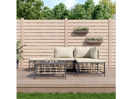 vidaXL 5-dielna záhradná sedacia sada s vankúšmi antracitová polyratan