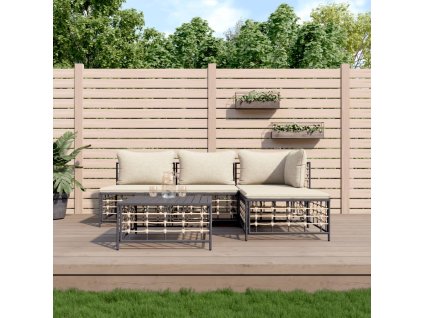 vidaXL 5-dielna záhradná sedacia sada s vankúšmi antracitová polyratan