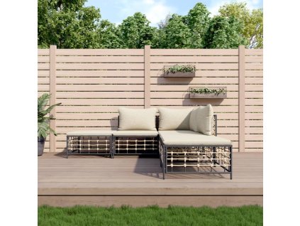 vidaXL 5-dielna záhradná sedacia sada s vankúšmi antracitová polyratan