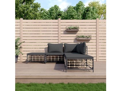 vidaXL 5-dielna záhradná sedacia sada s vankúšmi antracitová polyratan