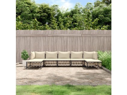 vidaXL 7-dielna záhradná sedacia sada s vankúšmi antracitová polyratan