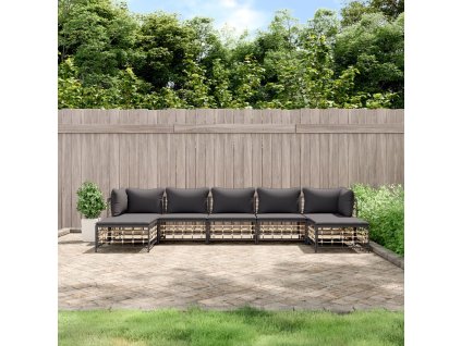 vidaXL 7-dielna záhradná sedacia sada s vankúšmi antracitová polyratan