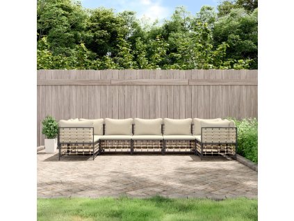 vidaXL 7-dielna záhradná sedacia sada s vankúšmi antracitová polyratan