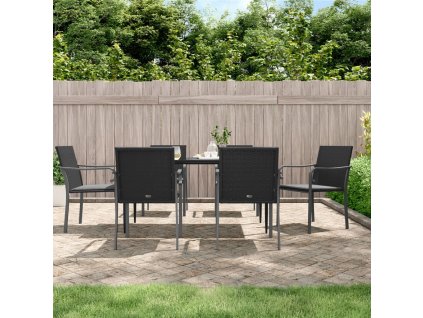 vidaXL Záhradné stoličky s vankúšmi 6 ks čierne 56x59x84 cm polyratan