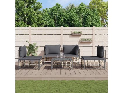 vidaXL 5-dielna záhradná sedacia sada s vankúšmi antracitová polyratan