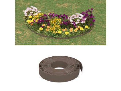 vidaXL Záhradné obruby 3 ks hnedé 10 m 10 cm polyetylén