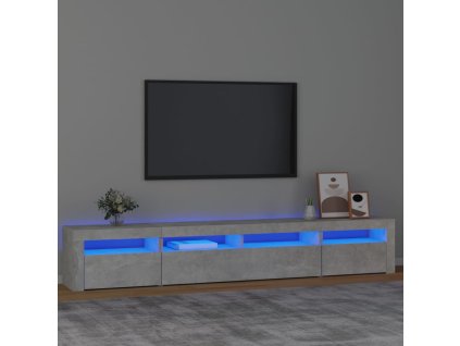 vidaXL TV skrinka s LED svetlami betónová sivá 240 x 35 x 40 cm