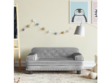 vidaXL Detská pohovka bledosivá 70x45x30 zamat