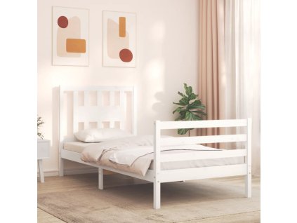 vidaXL Posteľný rám s čelom biely 90x200 cm masívne drevo