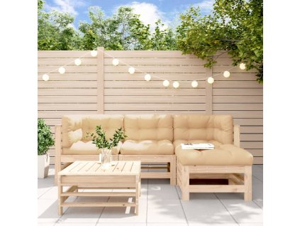 vidaXL 5-dielna záhradná sedacia súprava s podložkami, drevený masív