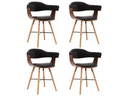 vidaXL Jedálenské stoličky 4 ks čierne umelá koža a ohýbané drevo