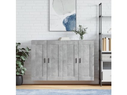 vidaXL Nástenné skrinky 2 ks betónové sivé kompozitné drevo