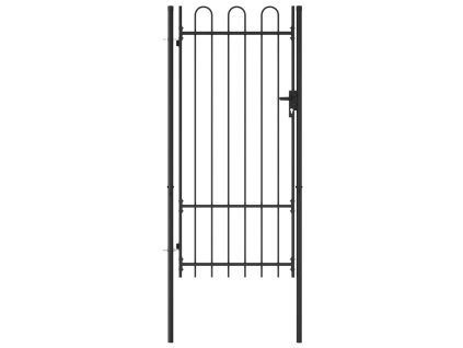 vidaXL Jednokrídlová plotová brána s oblúkom, oceľ 1x2 m, čierna