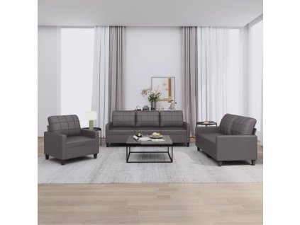 vidaXL 3-dielna sedacia súprava s vankúšmi sivá umelá koža