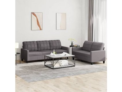 vidaXL 2-dielna sedacia súprava s vankúšmi sivá umelá koža