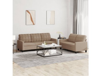 vidaXL 2-miestna pohovka s vankúšmi kapučínová umelá koža