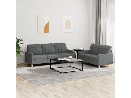 vidaXL 2-dielna sedacia súprava s vankúšmi tmavosivá látka