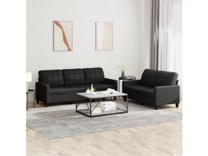 vidaXL 2-dielna sedacia súprava s vankúšmi čierna umelá koža