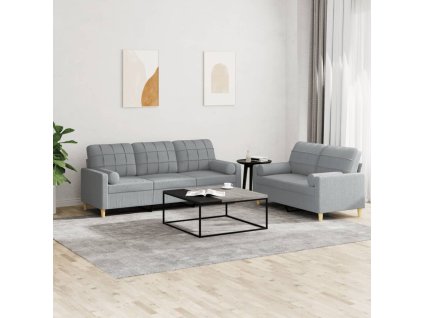 vidaXL 2-dielna sedacia súprava s vankúšmi bledosivá látka