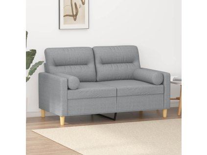 vidaXL 2-miestna pohovka s vankúšmi svetlosivá 120 cm látka