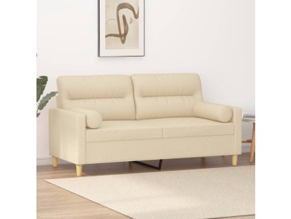 vidaXL 2-miestna pohovka s vankúšmi krémová 140 cm látka