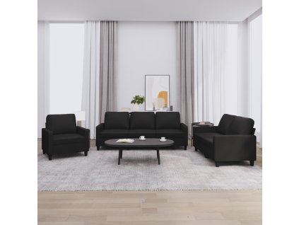 vidaXL 3-miestna pohovka s vankúšmi čierna umelá koža