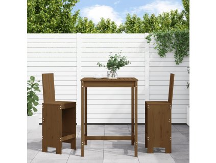 vidaXL 3-dielna záhradná barová súprava medovo hnedá borovicový masív
