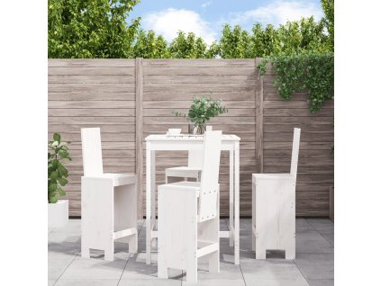 vidaXL 5-dielna záhradná barová súprava biela borovicový masív