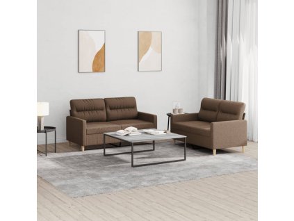 vidaXL 2-dielna sedacia súprava s vankúšmi hnedá látka