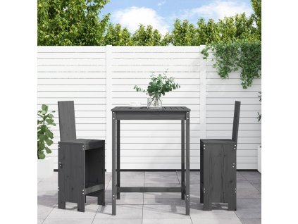 vidaXL 3-dielna záhradná barová súprava sivá borovicový masív