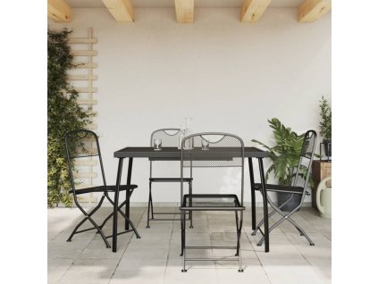 vidaXL 5-dielna záhradná jedálenská sada antracitová kovová sieťovina