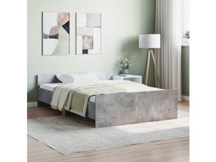 vidaXL Posteľný rám s predným a zadným čelom, betónovo sivý 120x190 cm