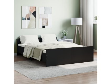 vidaXL Posteľný rám s predným a zadným čelom, čierny 135x190 cm