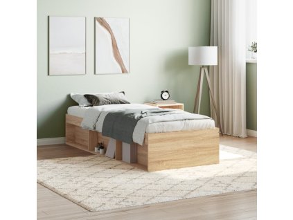 vidaXL Posteľný rám dub sonoma 75x190 cm malé jednolôžko