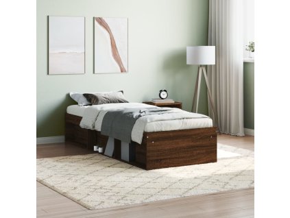 vidaXL Posteľný rám hnedý dub 75x190 cm malé jednolôžko