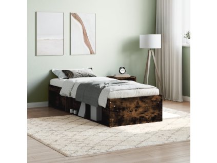 vidaXL Posteľný rám dymový dub 75x190 cm malé jednolôžko