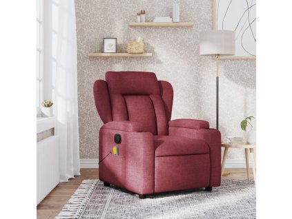 vidaXL Sklápacie masážne kreslo vínovo-červené látka