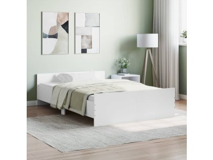 vidaXL Posteľný rám s predným a zadným čelom, biely 120x200 cm