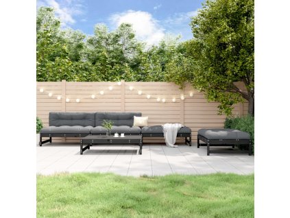 vidalXL 5-dielna záhradná sedacia súprava čierna borovicový masív
