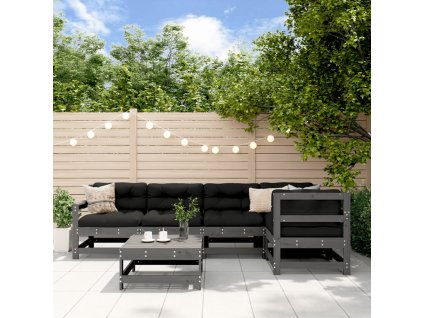 vidaXL 6-dielna záhradná sedacia súprava sivá borovicový masív