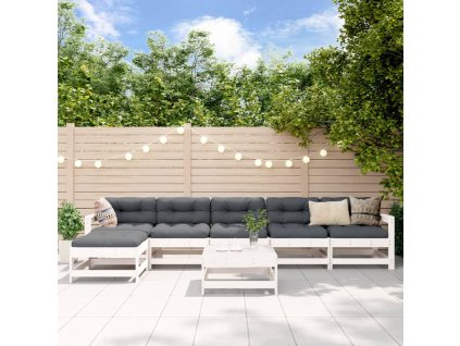 vidaXL 7-dielna záhradná sedacia súprava biela borovicový masív