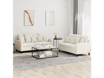 vidaXL 2-dielna sedacia súprava s vankúšmi krémová zamat