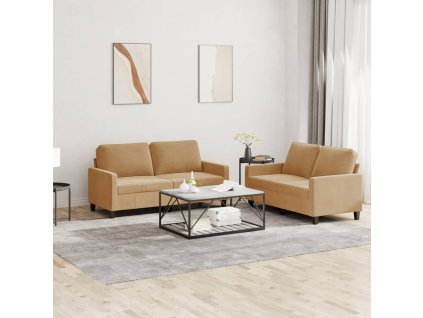 vidaXL 2-dielna sedacia súprava s vankúšmi hnedá zamat