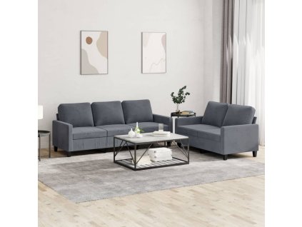 vidaXL 2-dielna sedacia súprava s vankúšmi tmavosivá zamat