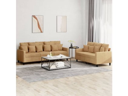 vidaXL 2-dielna sedacia súprava s vankúšmi hnedá zamat