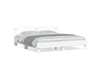 vidaXL Posteľný rám s čelom biely 200x200 cm kompozitné drevo