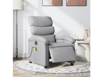 vidaXL Elektrické masážne sklápacie kreslo bledosivé látkové