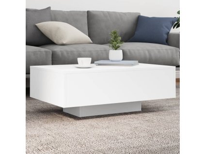 vidaXL Konferenčný stolík s LED svetlami biely 85x55x31 cm